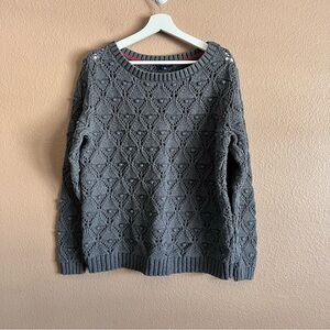 Tommy Hilfiger Gray Crew Neck Sweater with Textured Knit Size XL